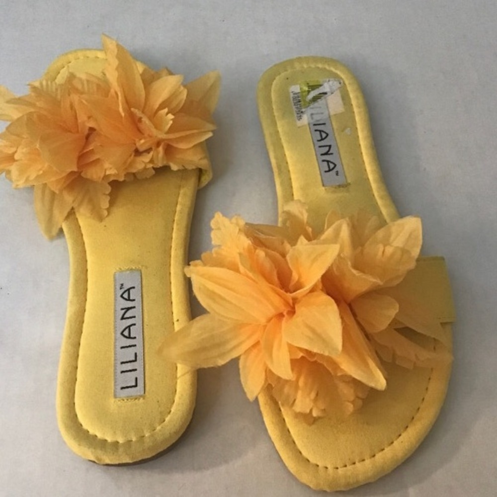 Liliana Yellow Floral Slide Sandals